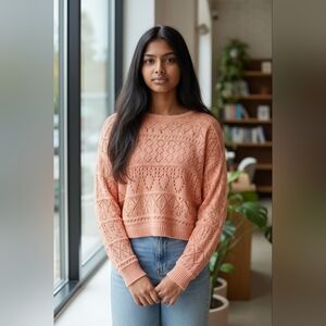 Abound Coral Knit Crop Loose Style Sweater